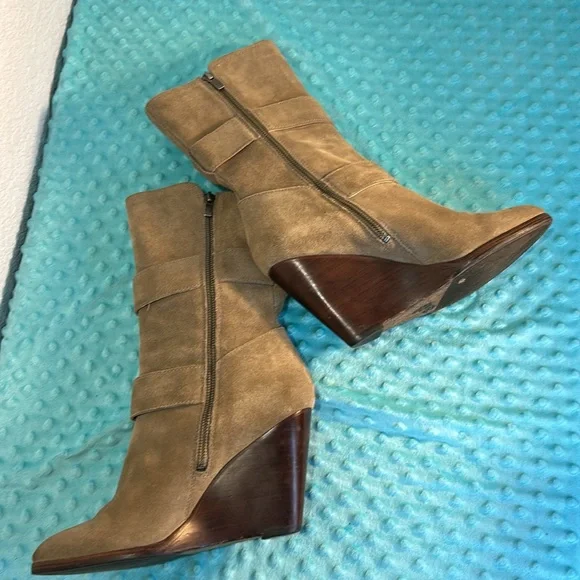 Frye Cece buckle wedge suede leather boots - Picture 4 of 11